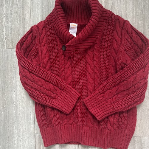 Boys Red sweater GYMBOREE size 3- 4 cable knit Shawl Collar Christmas Holiday - Picture 3 of 5