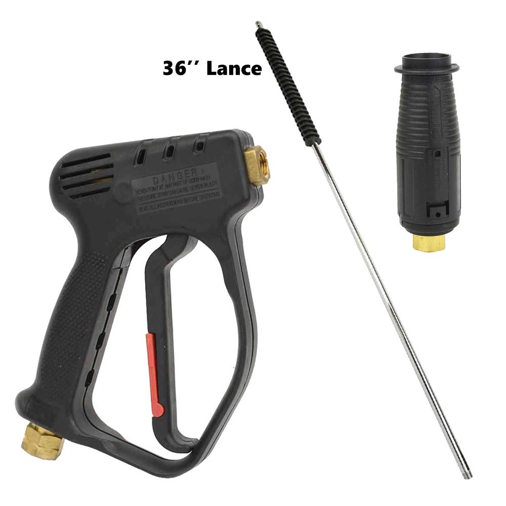 Pressure Washer Spray Gun 36" Lance with Molded Grip & 1/4" FNPT