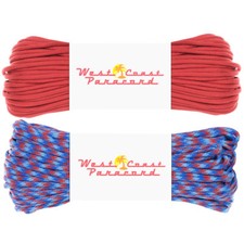 West Coast Paracord 200 Foot Value Pack - USA Made 550 Paracord - Color Options