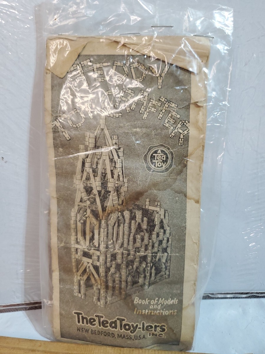 Ted Toyler 22 Building Set 115 Wood Toy Circa 1929 with  Instructions Atq