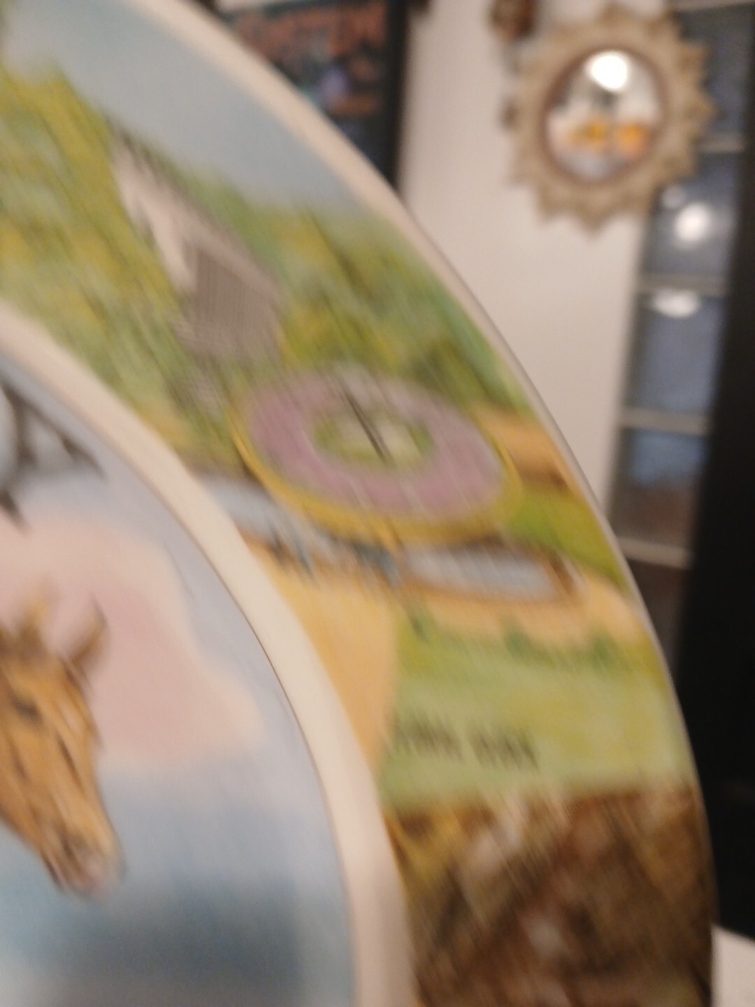 Vintage Souvenir  Kentucky The Blue Grass State Plate Ebrink Japan With Holder