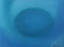 BLUE AFTERGLOW II Original Oil Abstract Painting 9"x12" OOAK Art Julia Garcia 