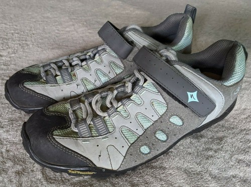 SPECIALIZED Taho Mountain MTB Cycling Shoes Womens US 8.5 UK 39 Blue Grey Gray