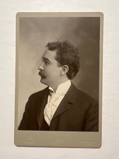 VTG Cabinet Photo Handsome Male with Mustache Side View New York