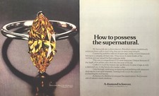 De Beers Marquise Diamond Ring Deep Yellow 2 ct. Vintage Print Ad 1977