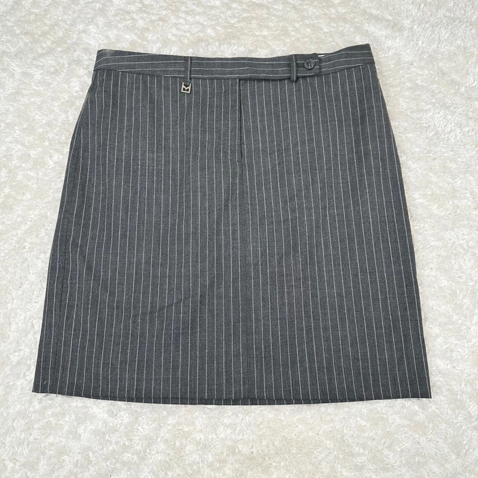 Michael Kors女式16灰色条纹铅笔裙办公室羊毛混纺学术界