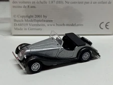 BUSCH - MORGAN PLUS 8 TOP DOWN - BLACK/SILVER -  1:87 SCALE MODEL CAR 47104