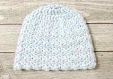 crochet handmade baby preemie hat beanie blue puffs new