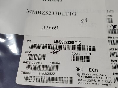 (23 PCS) MMBZ5233BLT1G ONSEMI Zener Diode 6V 5% 0.225W Unidirectional TO-236AB
