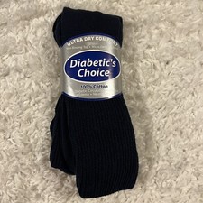 2 Pairs Diabetic's Choice Blue Crew Socks Sz 10-13 Ultra Dry Comfort Cotton USA