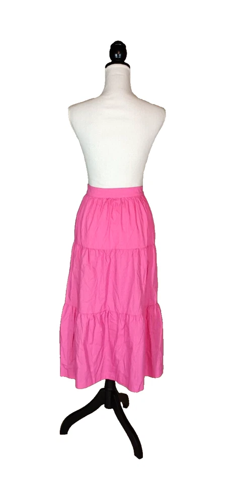 O.P.T. Skirt Womens XS Pink 100% Cotton Tired A Line Side Zip Boho Peasant - Image 3 of 4