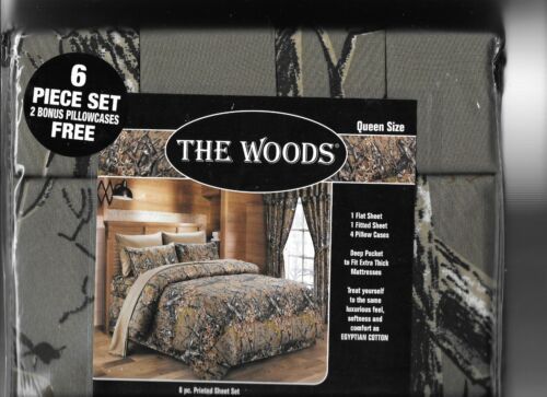 Camouflage 6 pc Queen Sheets and Pillowcase Set Camo Microfiber  - Afbeelding 1 van 3