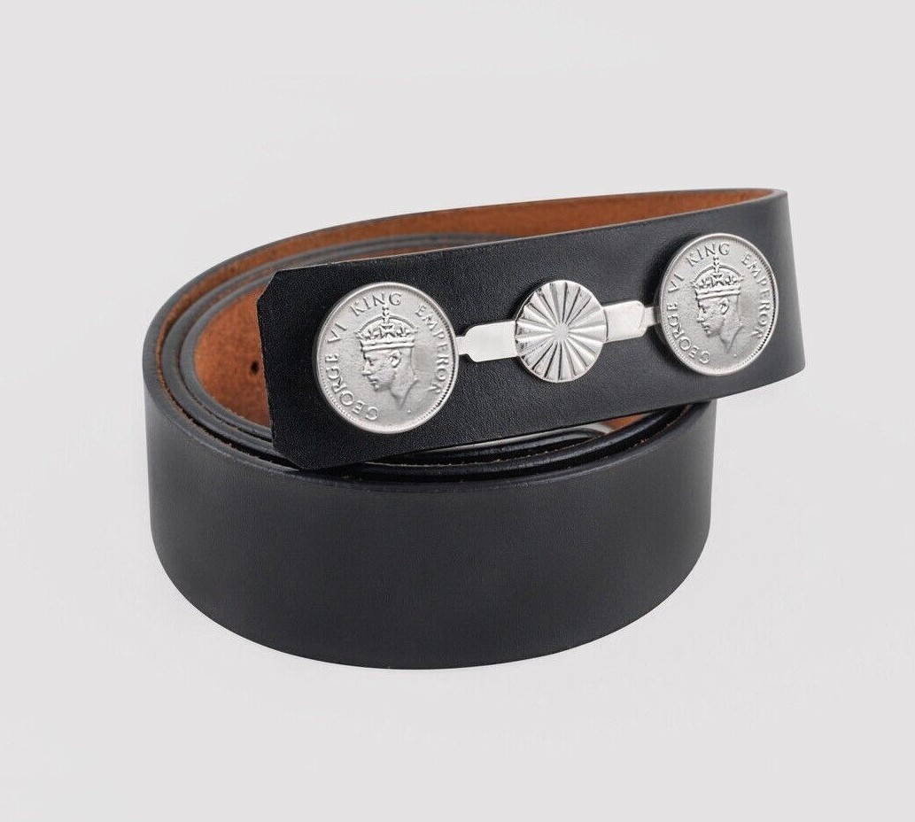 Handcrafted Western Silver Plated Coin Belt with Pure Black  display picture 3
