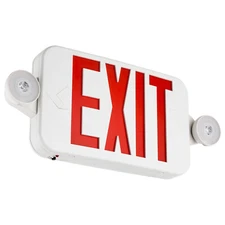 LED Directional Rectangle Arrow Emergency Exit Sign w/ Built-in Batt, MultiVolts