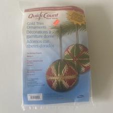 New Sealed Unlike Quick Count Christmas Ornament Kit Gold Cording Beads Vintage