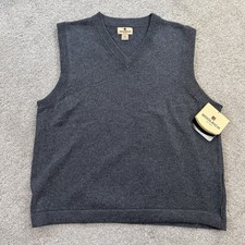 Woolrich Sweater Vest Mens XL Charcoal Cotton Lambswool V Neck Knit Golf NWT