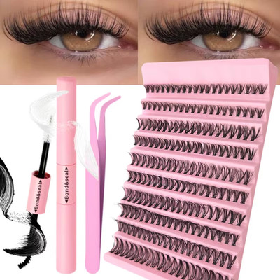 DIY Wimpernverlängerung Set einzelne Wimpern Cluster Mix Wimperncluster mit Wimpern 