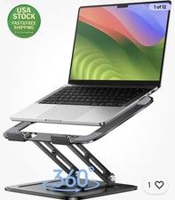 Adjustable Laptop Stand 360 Rotating Base Ergonomic Riser Fits 10-16 Inch