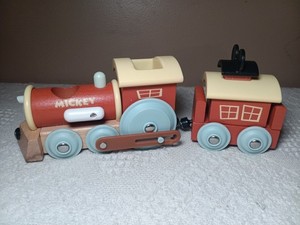 Disney Mickey Wooden Magnetic 2 Pieces of Train Set Wooden NO Figure NO Stack 