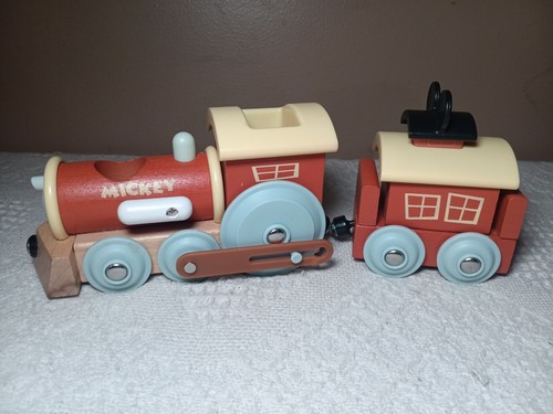 Disney Mickey Wooden Magnetic 2 Pieces of Train Set Wooden NO Figure NO Stack