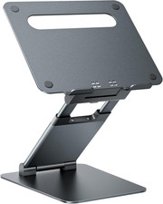 Pull-Out Height Adjustable Laptop Stand for Desk,22LB Support Full Aluminum Stan