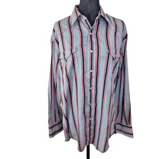 Vintage Wrangler Pearl Snap Cowboy Cut Western Shirt Men's XL Tail 16-34