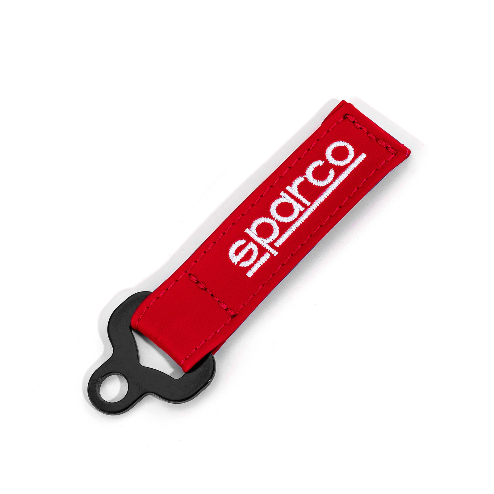 Sparco Leather Key Fob - Red (With Racing Harness Style Ring)
