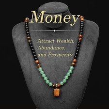28in Tiger eye Aventurine Beaded Long Necklace Healing Wealth Abundance Attracts