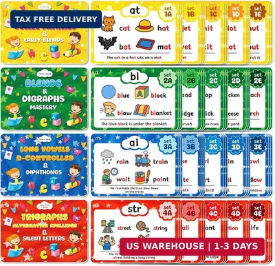 Phonics Flash Cards, Sight Words Flash Cards for Kindergarten, Learn to Read in