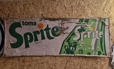 XXL SPRITE ALTES BLECHSCHILD METALLSCHILD WERBUNG DEKO VINTAGE AUS MEXIKO