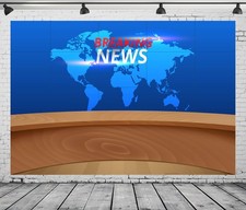 7x5ft Breaking News Photo Backdrop Broadcast Hall Background for Newscaster
