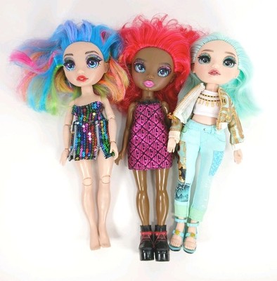 Rainbow High Doll Lot - Daria Roselyn, Daphne Minton, Amaya Raine - hair was cut