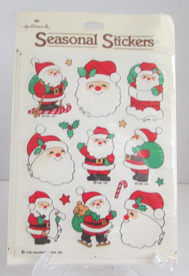 VINTAGE 1983 Hallmark Christmas Santa Seasonal Stickers NIP NOS