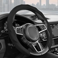 Premium Nappa Leather Steering Wheel Cover, Universal 15 in Car Steering Whee...