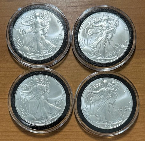Lot of Four (4) 2021 $1 American Silver Eagles Type 2 - Brilliant Uncirculated