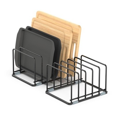 2-Pack Medium Black Cutting Board Racks, Kitchen Cabinet Organizer, 5 Tiered ...