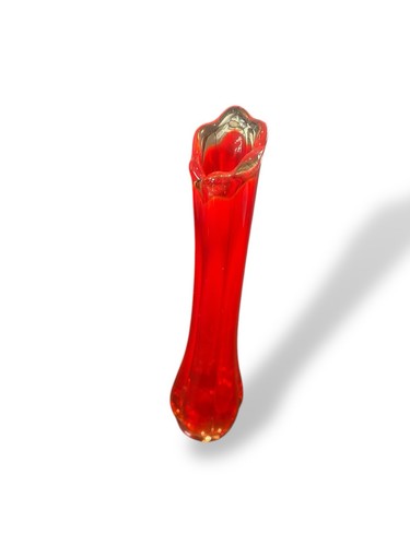 LE SMITH Amberina Mid Century Modern Swung Glass Vase - Cadmium - 11” - Picture 2 of 6