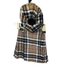 James Pringle Weavers Scotland Made Kilt Skirt Wool Pom Hat 3/4 Yrs