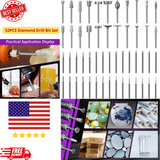 52PCS Diamond Drill Bit Set for Dremel Stone Glass Grinding Carving 1/8  