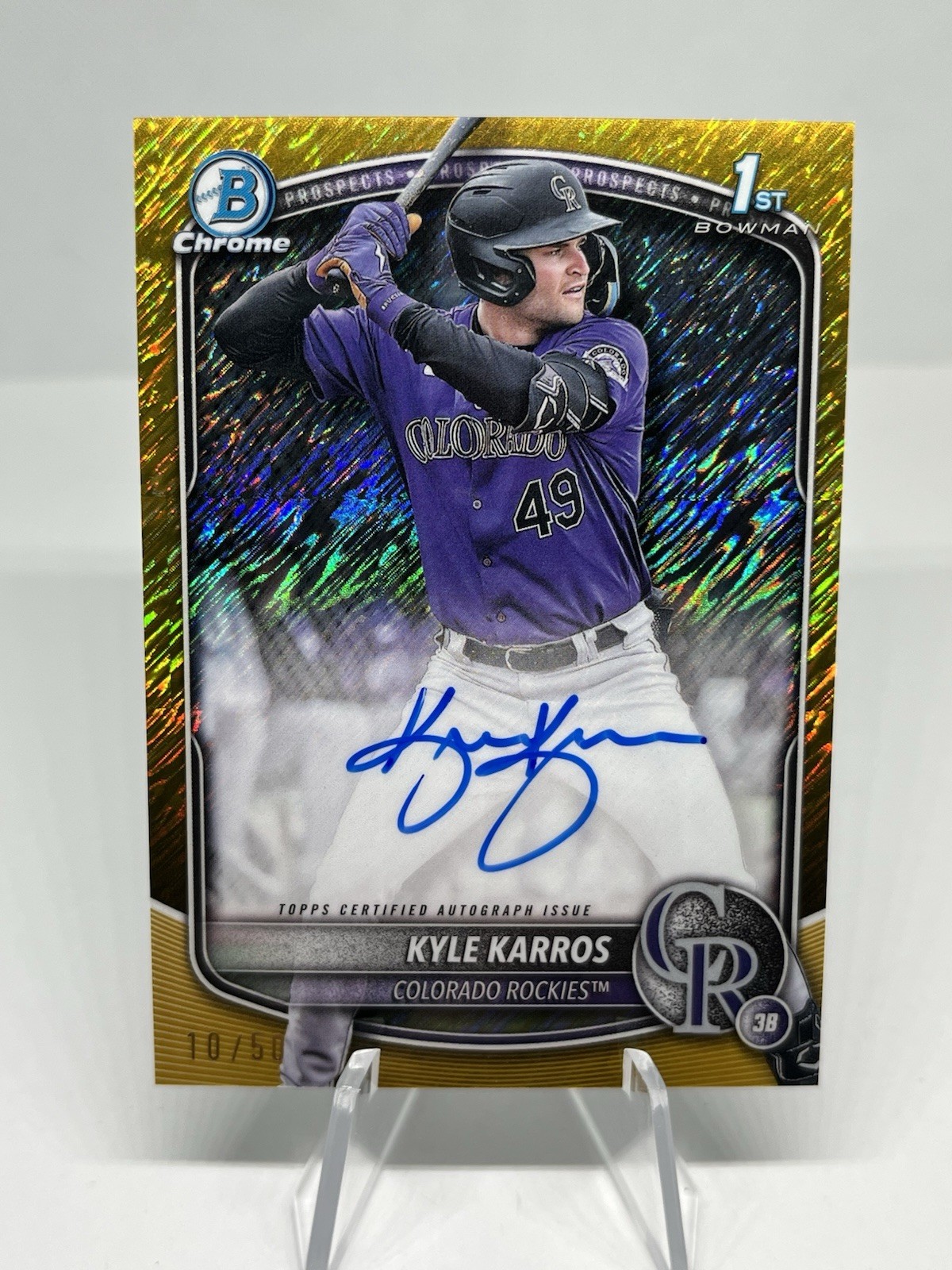 2025 Bowman Chrome Kyle Karros Auto Gold Shimmer Refractor /50 1st Card Rockies