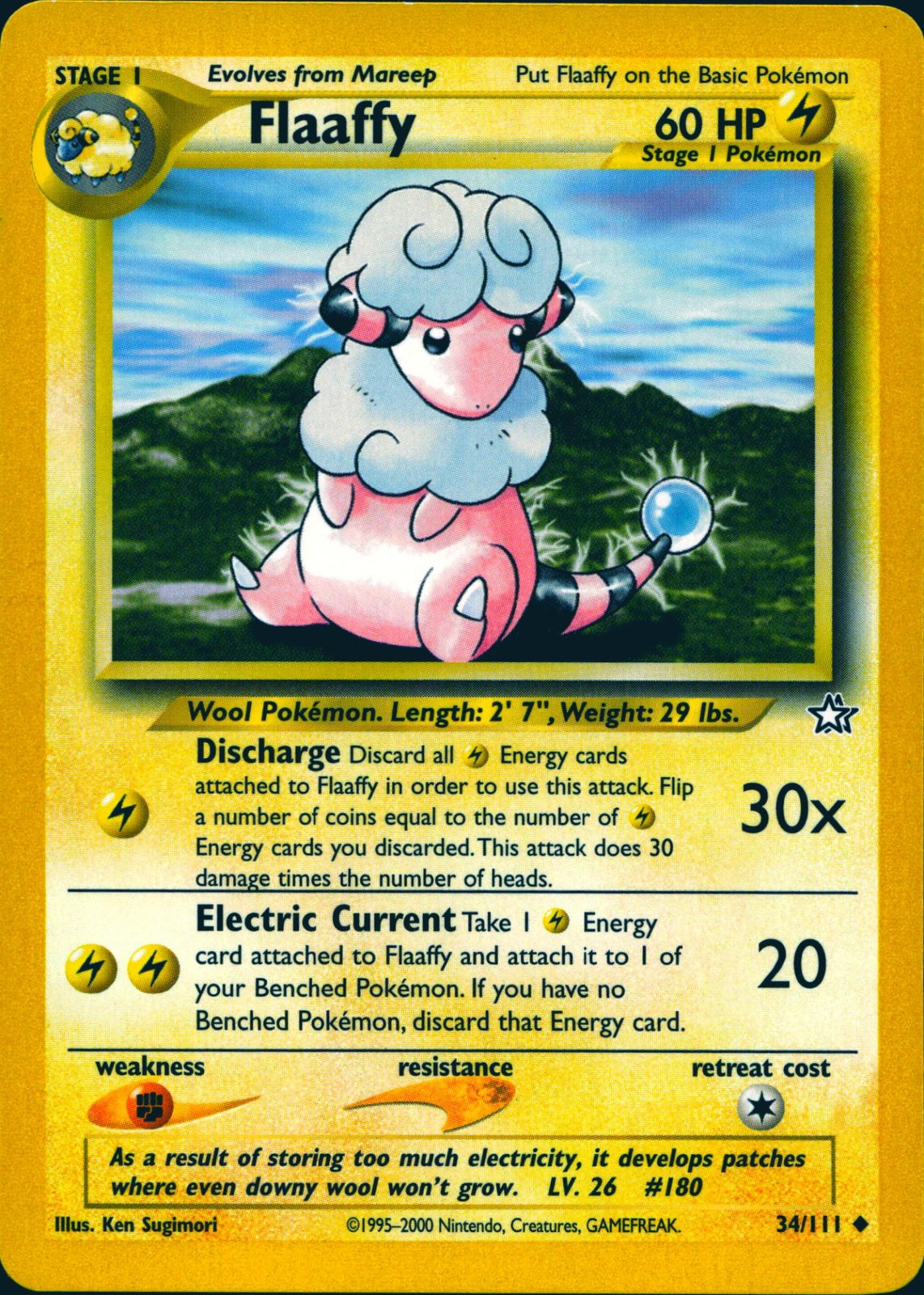 FLAAFFY 34/111 UNCOMMON NEO GENESIS POKEMON UNLIMITED LP