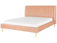 Elegantes Doppelbett In SchöNem Pfirsichrosa Aus Samtstoff 180 X 200 Cm Marville