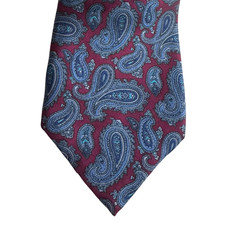 John Weitz Paisley Silk Tie Vintage 90s Burgundy Red Blue Teal Statement
