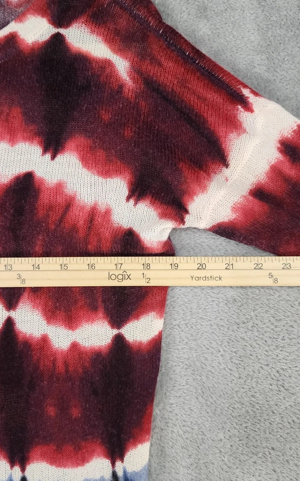 Camisa Rock & Republic Mujer XS Roja Blanca Azul Tie Dye Manga Larga Hippie Top Foto 4 de 4