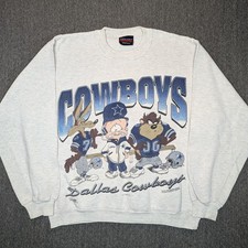 Vintage Dallas Cowboys Crewneck Sweatshirt Small 90s Looney Tunes Taz NFL