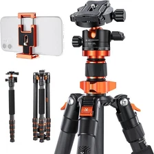K&F Concept 68in Carbon Fiber Camera Tripod with Ball Head,Quick Release Plate