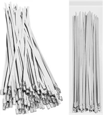 100 Pcs 11.8” Stainless Steel Zip Ties, Metal Ties304 Silver 