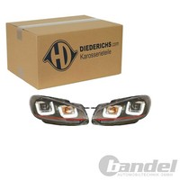 Diederichs Tuning Halogen Scheinwerfer Satz ROT Schwarz Passend FüR VW Golf