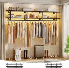 Heavy Duty Industrial Pipe Clothes Rack with Top Shelf - Space-Saving Design