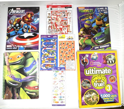 LOT CHILDRENS BOOKS STICKERS NATIONAL GEOGRAPHIC TEENAGE MUTANT NINJA TURTLES